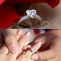 New Heart-shaped Zircon Copper Ring Female Fashion Engagement Party Bride Jewelry main image 4