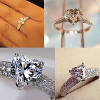 New Heart-shaped Zircon Copper Ring Female Fashion Engagement Party Bride Jewelry main image 5