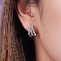 Fashion Geometric Ear Buckle Full Diamond Zircon Copper Earrings Wholesale main image 1