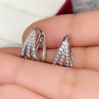 Fashion Geometric Ear Buckle Full Diamond Zircon Copper Earrings Wholesale main image 4