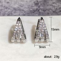 Fashion Geometric Ear Buckle Full Diamond Zircon Copper Earrings Wholesale main image 6