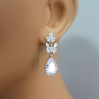 New Bridal Water Drop Pear-shaped Zircon Hanging Copper Earrings Female main image 4