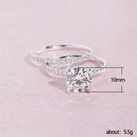 Simple Geometric Oversized Flash Diamond Zircon Women's Copper Ring main image 6