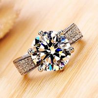 Fashion Classic Six-prong Ring Copper Plated Platinum Zircon Ring main image 3