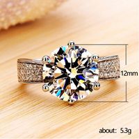 Fashion Classic Six-prong Ring Copper Plated Platinum Zircon Ring main image 5