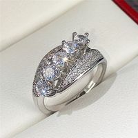 Copper Plated Platinum Zircon Fashion Retro Women's Ring main image 5