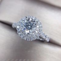 Fashion Geometric Exquisite Zircon Round Diamond Engagement Copper Ring main image 4