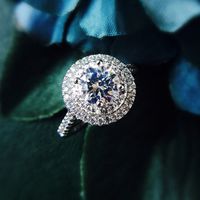 Fashion Geometric Exquisite Zircon Round Diamond Engagement Copper Ring main image 5