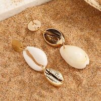 Bohemian Style Golden Shell Alloy Pendant Earrings main image 3