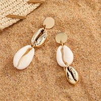 Bohemian Style Golden Shell Alloy Pendant Earrings main image 4