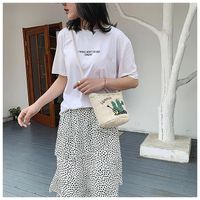 Summer Small Straw Woven Bucket Embroidery Woven Messenger Bag22*17*12cm main image 5