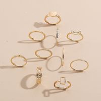 New Retro Fashion Alloy Hollow Gold Ring 10-piece Set main image 1