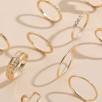 New Retro Fashion Alloy Hollow Gold Ring 10-piece Set main image 5