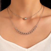 Fashion Hip-hop Jewelry Simple Double-layer Necklace Geometric Alloy main image 2