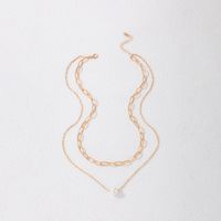 Simple Jewelry Pearl Chain Double Layer Simple Geometric Multilayer Alloy Necklace main image 5