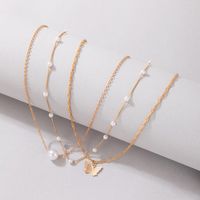 Simple Pearl Butterfly Three-layer Geometric Beaded Multi-layer Alloy Clavicle Chain main image 3