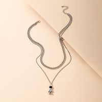 Fashion Hip-hop Jewelry Black Drip Oil Doll Multi-layer Alloy Necklace main image 3