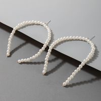 Fashion Semi-circular Pearl Geometric Beaded Earrings main image 3