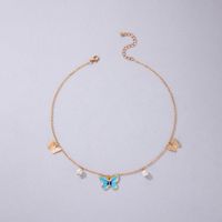 Jewelry Blue Drop Oil Butterfly Single Layer Alloy Necklace Geometric main image 2