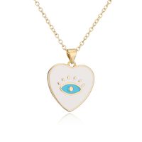 Fashion Cute Copper Plated 18k Gold Color Dripping Oil Eyes Heart-shaped Pendant Necklace sku image 2