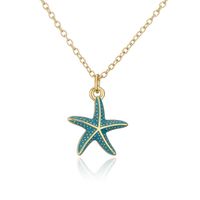 New Copper-plated 18k Gold Starfish Pendant Women's Necklace sku image 2
