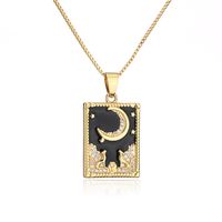 Fashion Retro Copper Plated 18k Gold Zirconium Oil Painting Pendant Necklace sku image 2