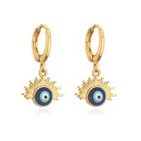 Fashion Copper 18k Gold Drop Oil Zircon Eye Shape Earrings sku image 1