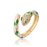 Fashion New Copper Plated 18k Gold Color Drip Oil Retro Snake Open Ring sku image 1