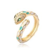 Fashion New Copper Plated 18k Gold Color Drip Oil Retro Snake Open Ring sku image 2
