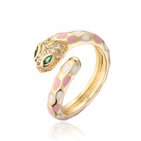Fashion New Copper Plated 18k Gold Color Drip Oil Retro Snake Open Ring sku image 5