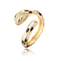 Fashion New Copper Plated 18k Gold Color Drip Oil Retro Snake Open Ring sku image 6