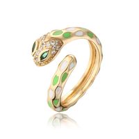 Fashion New Copper Plated 18k Gold Color Drip Oil Retro Snake Open Ring sku image 7