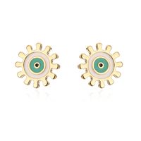 Cute Copper 18k Gold-plated Color Drop Oil Eye Geometric Shape Earrings sku image 3