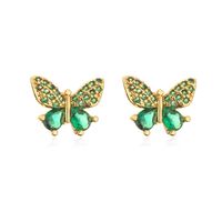 New Copper 18k Gold-plated Zircon Butterfly Flower Earrings sku image 1