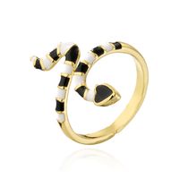 Fashion 18k Gold Dripping Snake Shape Copper Open Ring Female sku image 1