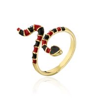 Fashion 18k Gold Dripping Snake Shape Copper Open Ring Female sku image 2