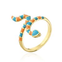 Fashion 18k Gold Dripping Snake Shape Copper Open Ring Female sku image 4