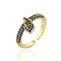 Fashion 18k Gold Micro-inlaid Zircon Heart Open Women's Ring sku image 2