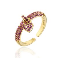 Fashion 18k Gold Micro-inlaid Zircon Heart Open Women's Ring sku image 4