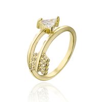 Moda Cobre 18k Oro Circón Irregular Cobre Abierto Anillo Hembra sku image 1