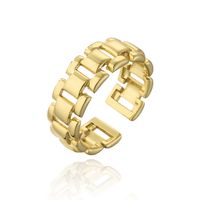 Mode Geometrische Kupfer 18 Karat Gold Zirkon Schlüsselschloss Offener Ring Großhandel sku image 1
