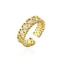 Fashion Copper 18k Gold Zircon Hollow Eye Geometric Shape Open Ring sku image 1