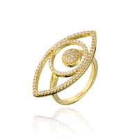 Fashion Copper 18k Gold Zircon Hollow Eye Geometric Shape Open Ring sku image 2