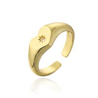 Mode Kupfer 18k Gold Zirkon Herz Geometrischer Offener Ring Weiblich Großhandel sku image 2