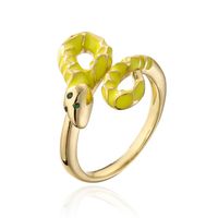 Fashion Copper 18k Gold Oil Drop Zircon Snake Shape Open Ring Female sku image 4
