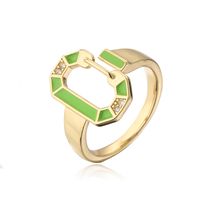 Fashion Copper-plated 18k Gold Dripping Oil Retro Bohemian Style Open Ring Female sku image 2