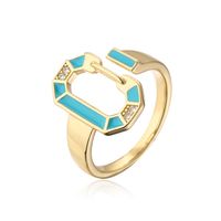 Fashion Copper-plated 18k Gold Dripping Oil Retro Bohemian Style Open Ring Female sku image 4