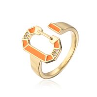 Fashion Copper-plated 18k Gold Dripping Oil Retro Bohemian Style Open Ring Female sku image 5