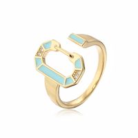 Fashion Copper-plated 18k Gold Dripping Oil Retro Bohemian Style Open Ring Female sku image 7