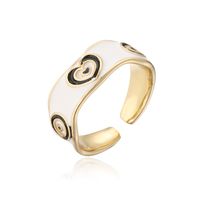 Fashion Copper Plated 18k Gold Color Dripping Oil Heart Eye Pattern Open Ring sku image 1